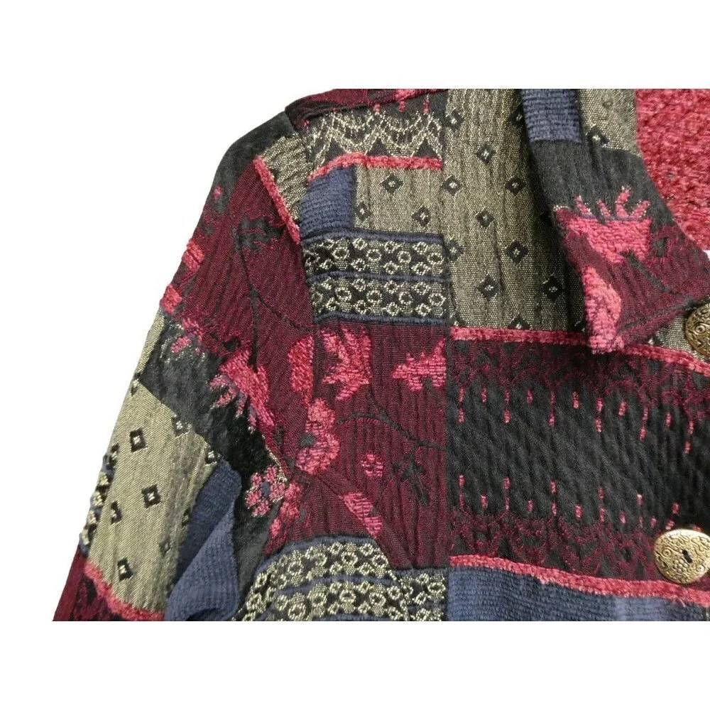 TravelSmith Patchwork Textured Jacket Button Front Cotton‎ Women's Large Petite - Picture 7 of 16